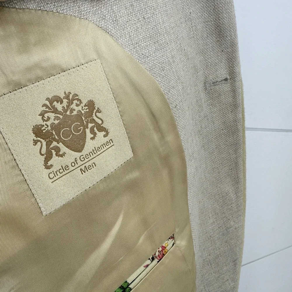 Circle of Gentlemen Harley Silk Wool Slim‎ Blazer 50 EU 40R Natural Portugal